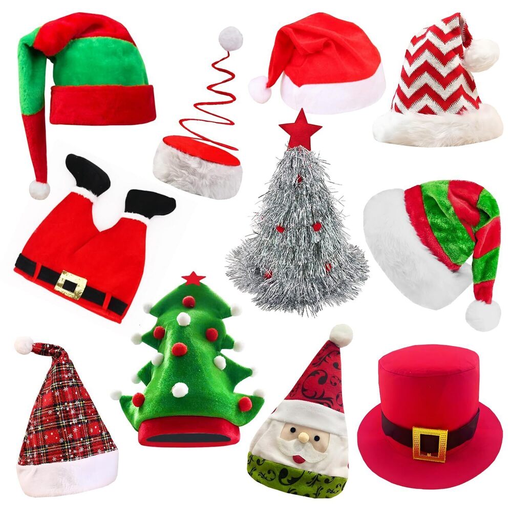 3395 9 Assorted Funny Christmas Hats Novetly Santa Hats Elf Hat Christmas